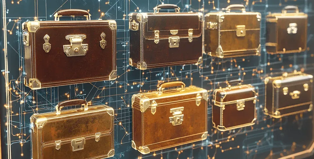 Briefcases linked across a network of connections
