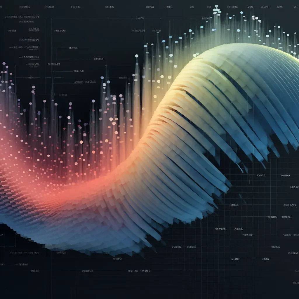 A wave of data points rising across a grid